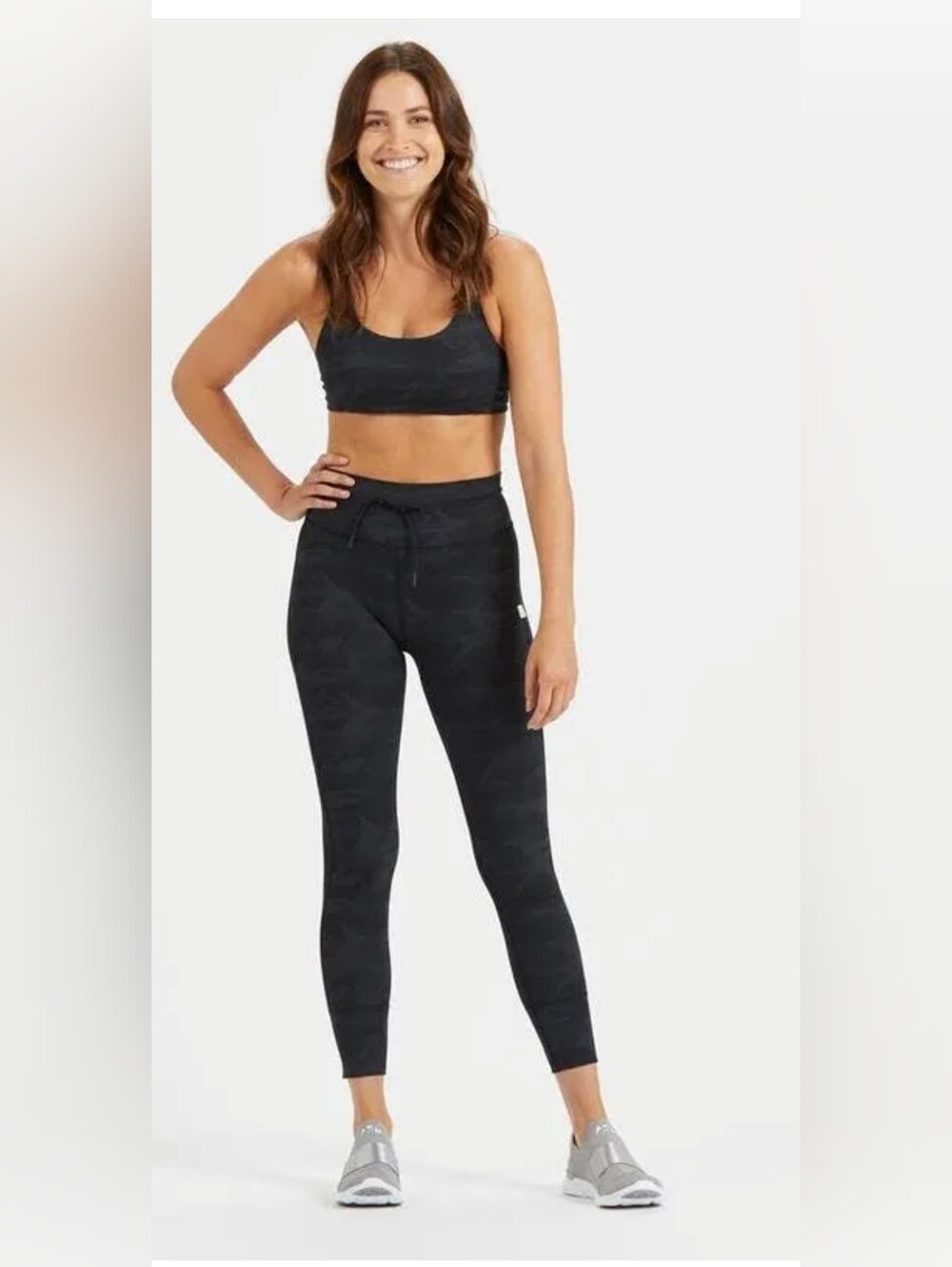 Vuori Women's Daily Legging in the Black Camo colorway